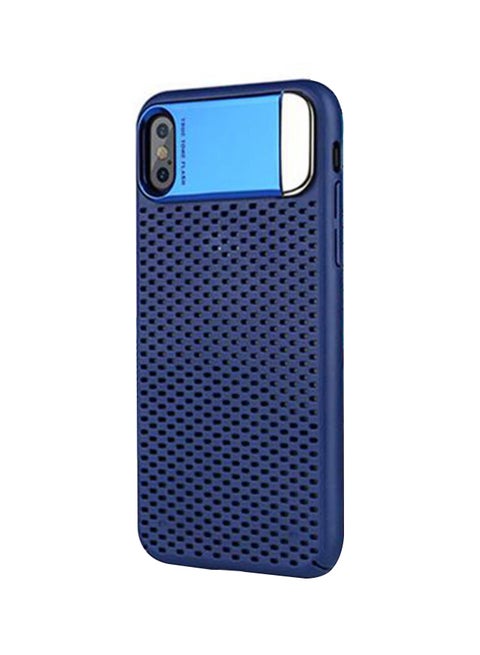 Polycarbonate Hard Stand Case Cover For Apple iPhone X Blue/Silver
