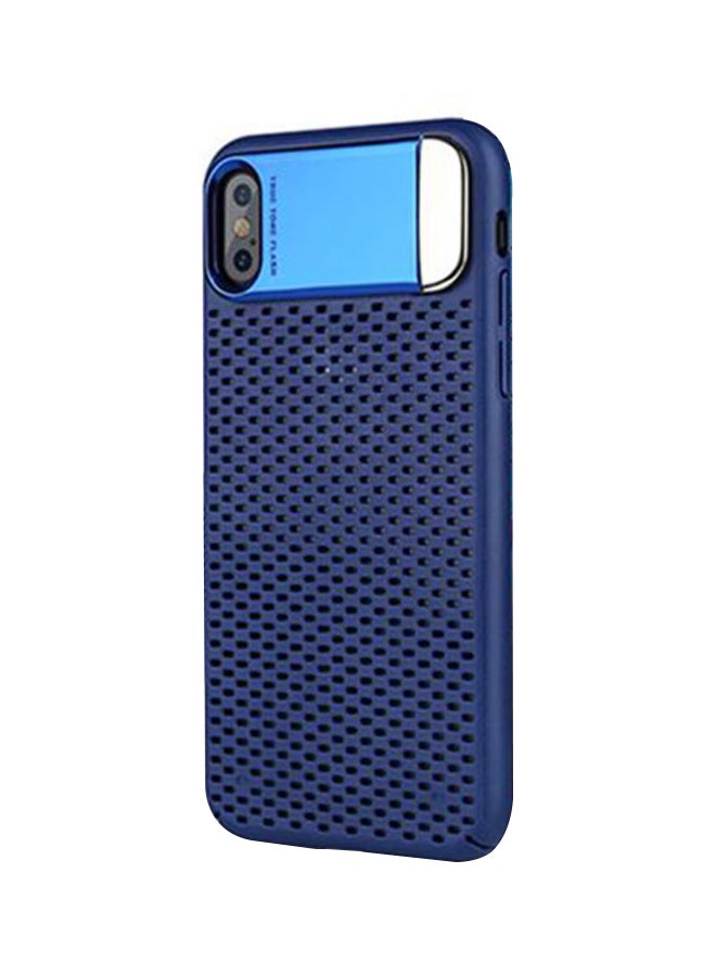 Polycarbonate Hard Stand Case Cover For Apple iPhone X Blue/Silver