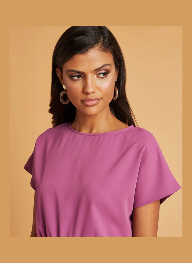 Closet By Styli Self Tie Belt Straight Leg Jumpsuit Lilac