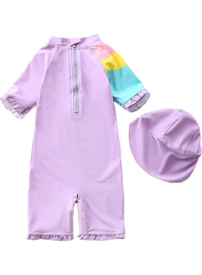 XiuWoo Girl's Cute Swimwear With Cap 110cm 