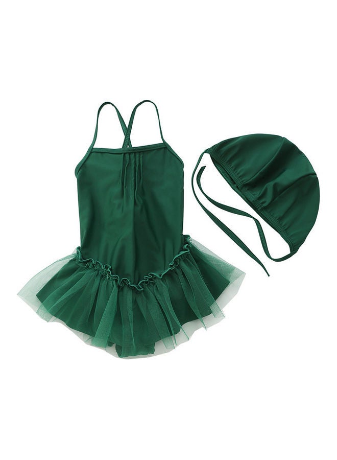 XiuWoo Girl's Cute Swimwear With Cap 110cm 