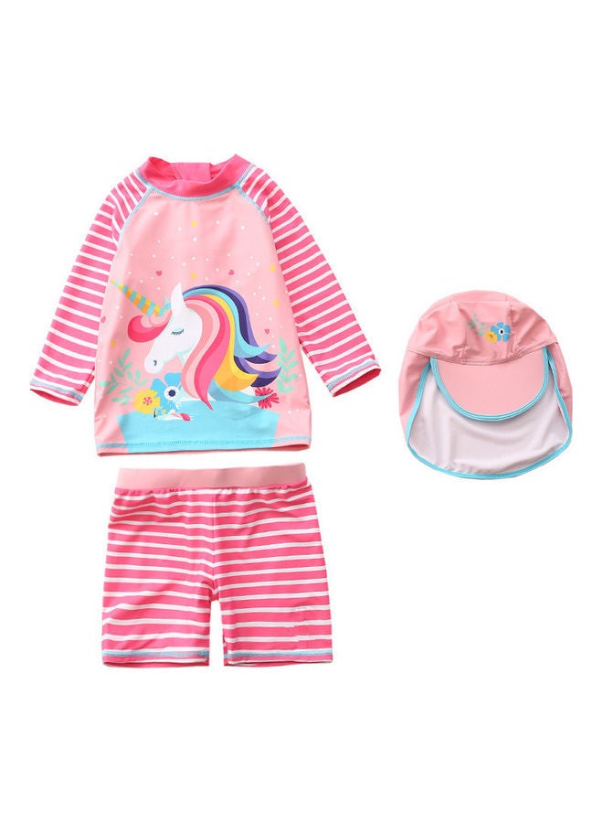 XiuWoo 2-Piece Girl's Cute Swimwear With Cap 80cm 