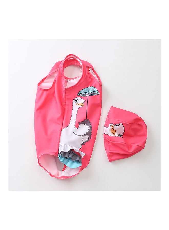 XiuWoo Girl's Cute Swimwear With Cap 80cm 
