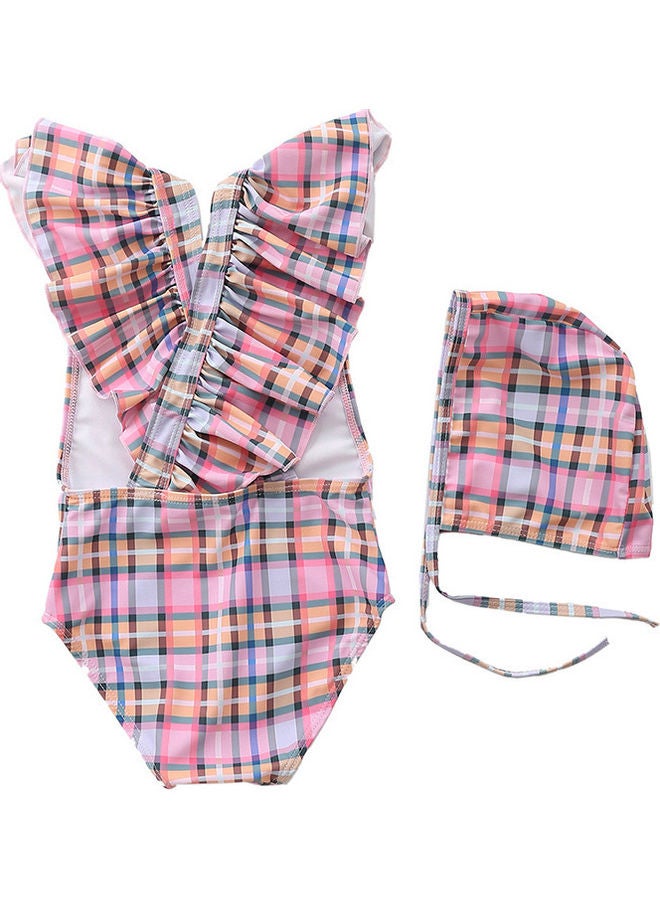 XiuWoo Girl's Cute Swimwear With Cap 90cm 
