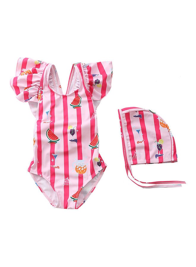 XiuWoo Girl's Cute Swimwear With Cap 100cm  - Image 1