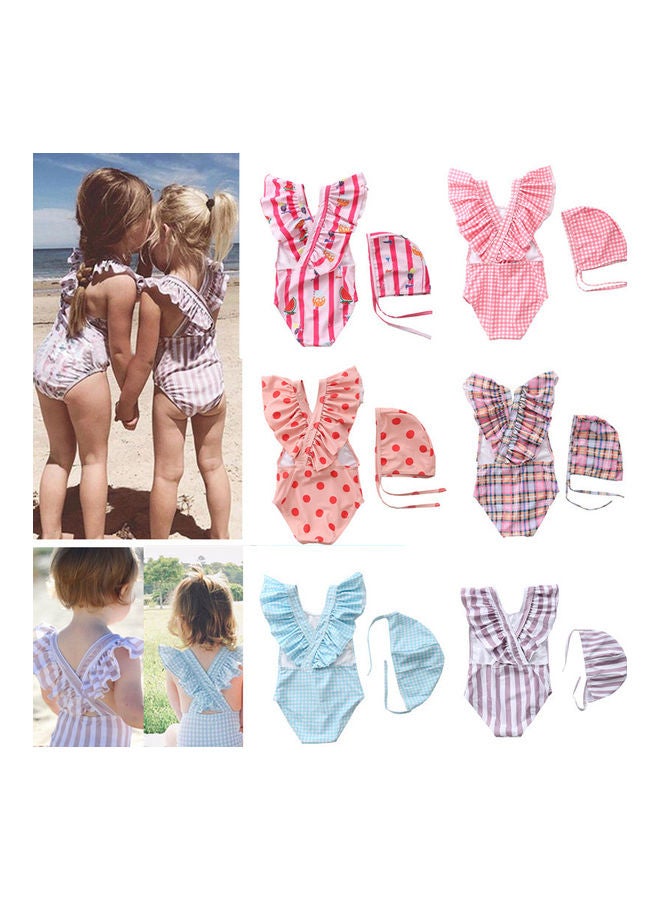 XiuWoo Girl's Cute Swimwear With Cap 100cm  - Image 2