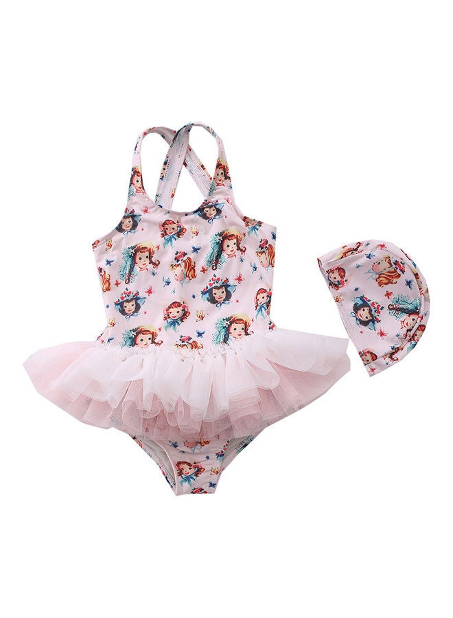 XiuWoo Girl's Cute Swimwear With Cap 80cm 