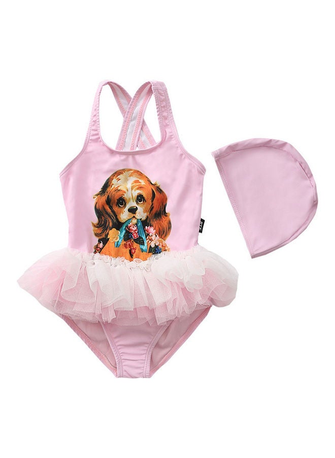 XiuWoo Girl's Cute Swimwear With Cap 80cm 