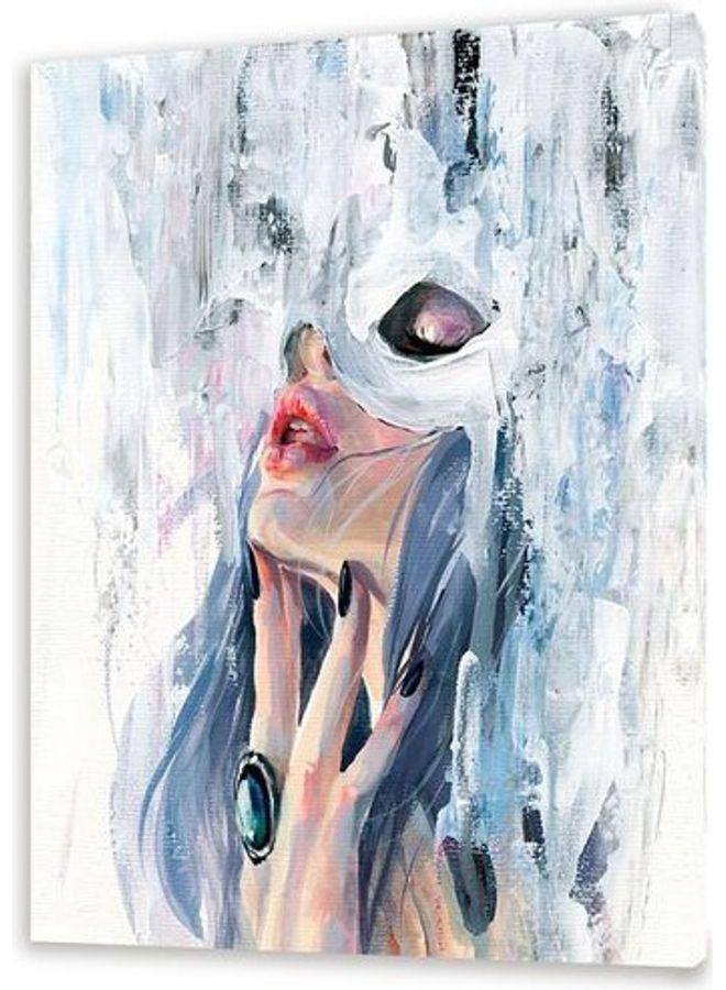 Girl Wearing The Mask Themed Canvas Wall Art Multicolour S - Image 1