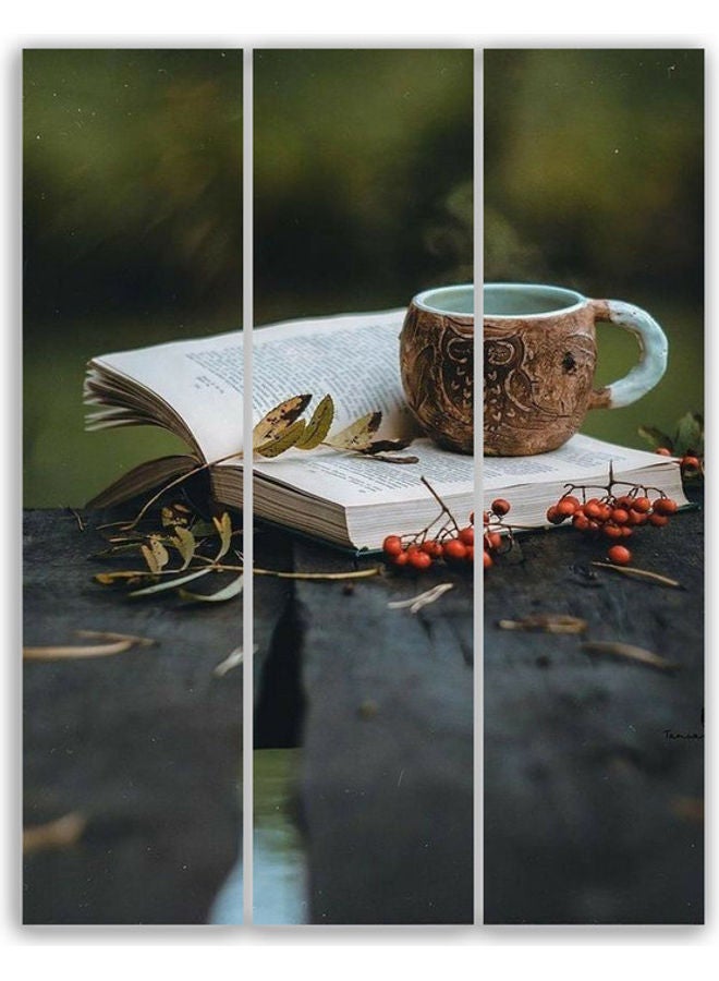 طقم لوحات فنية جدارية بتصميم كتاب مع كوب مكون من 3 قطع متعدد الألوان M - Image 1