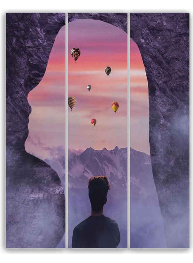طقم لوحات فنيّة بتصميم فتاة مكوّن من 3 قطع متعدد الألوان 20x80سم - Image 1