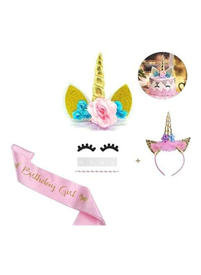 Unicorn Cake Topper with Eyelashes for Birthday Party  - Image 1