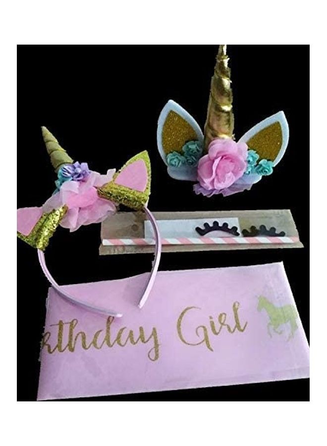 Unicorn Cake Topper with Eyelashes for Birthday Party  - Image 2