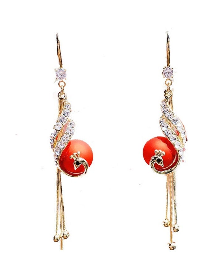 J.J Hand made 925 Silver Peacock Tassel Earrings - Image 1