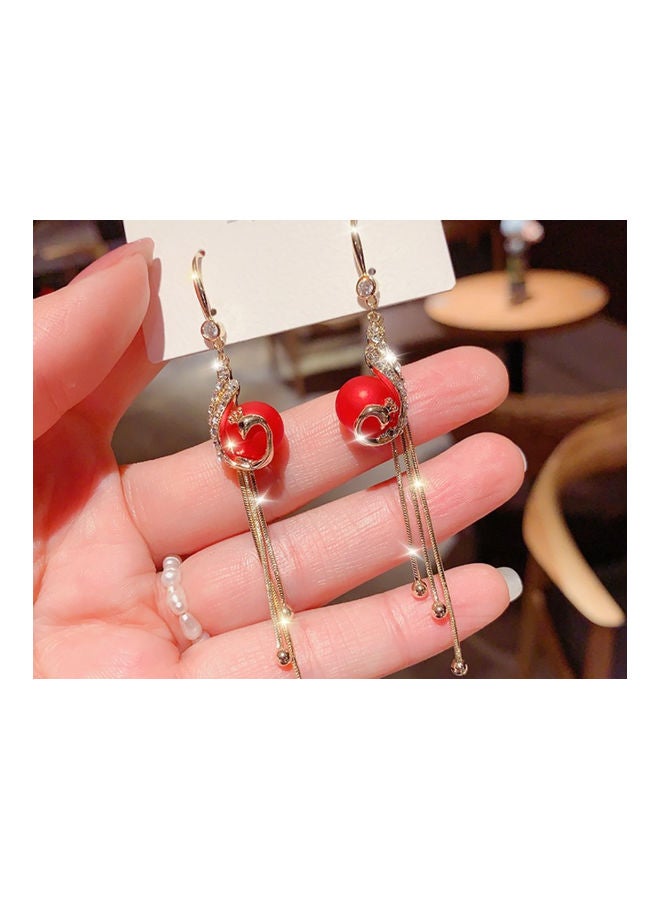 J.J Hand made 925 Silver Peacock Tassel Earrings - Image 2