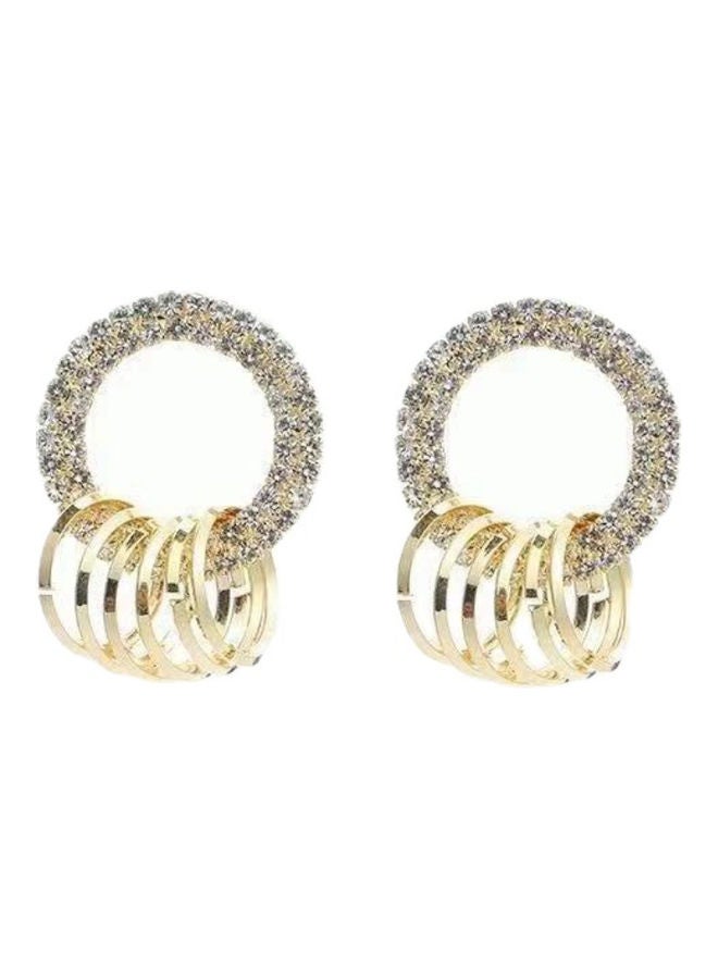 J.J Hand made Needle And Rhinestone Geometric Hoop Earrings - Image 1