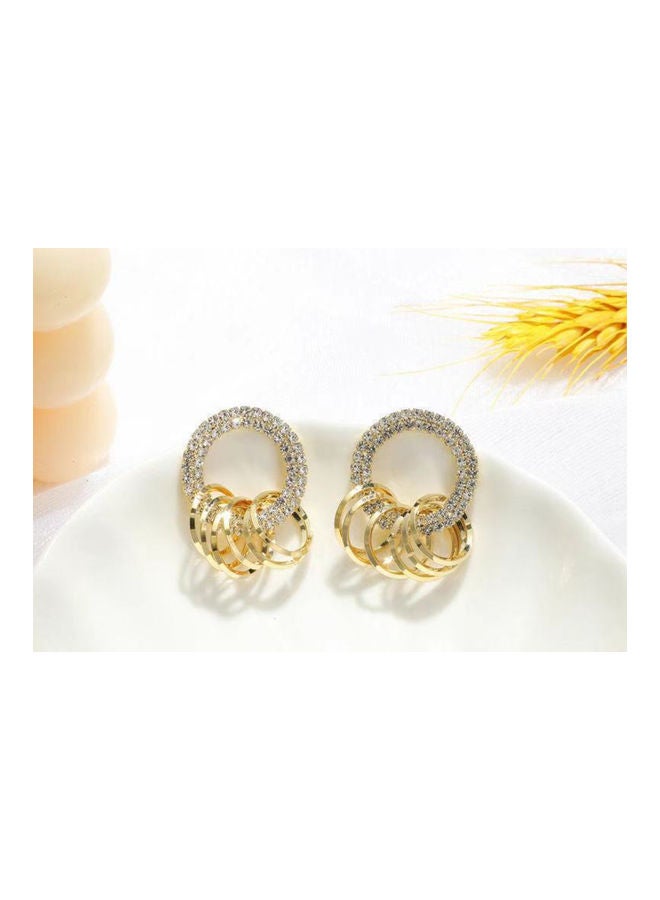 J.J Hand made Needle And Rhinestone Geometric Hoop Earrings - Image 2