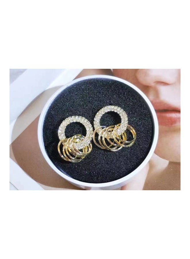 J.J Hand made Needle And Rhinestone Geometric Hoop Earrings - Image 4