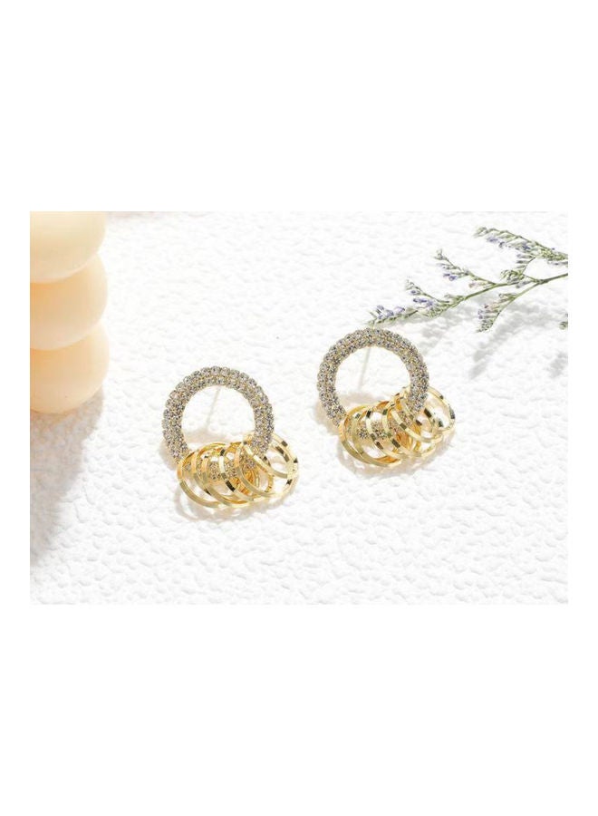 J.J Hand made Needle And Rhinestone Geometric Hoop Earrings - Image 5