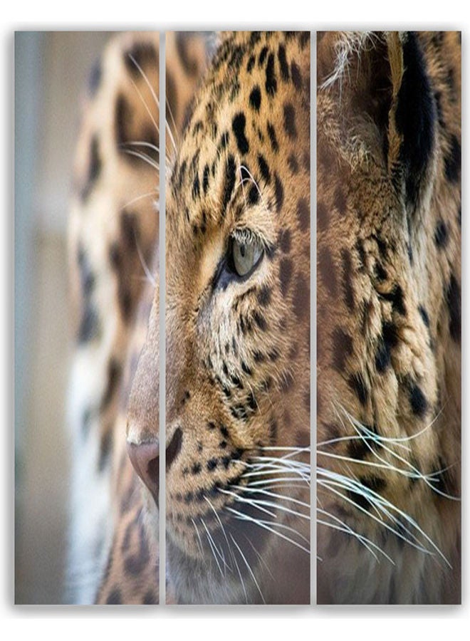 طقم لوحات فنية بتصميم فهد مكون من 3 قطع متعدد الألوان 15x60سم - Image 1