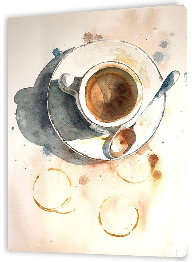 Coffee Themed Canvas Wall Art Beige/White/Brown S  - Image 1
