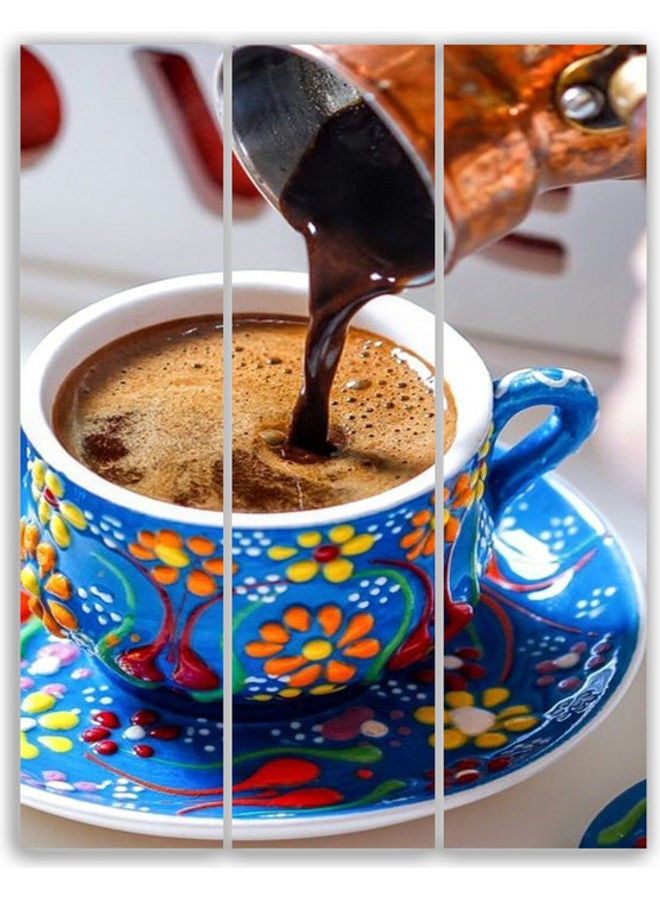 طقم لوحات فنية بتصميم القهوة مكون من 3 قطع متعدد الألوان M - Image 1