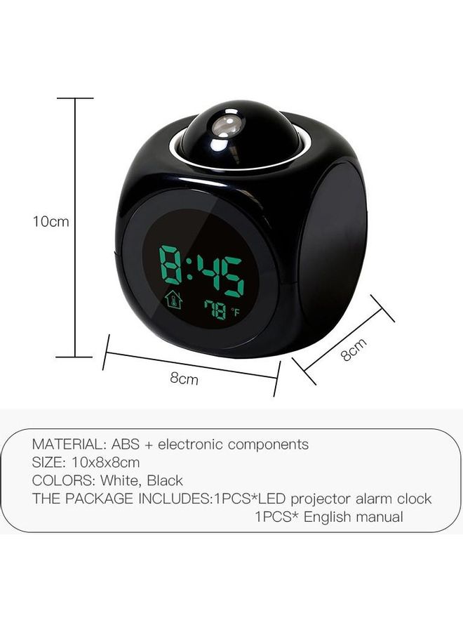 Toshionics - LCD Projection Voice Talking Digital Alarm Clock White 10x8x8cm - Image 1