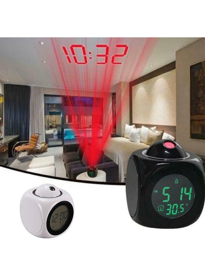 Toshionics - LCD Projection Voice Talking Digital Alarm Clock White 10x8x8cm - Image 1