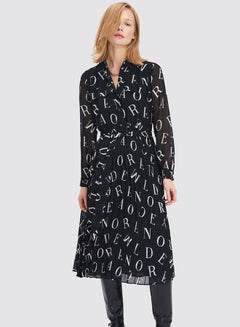 Mohito All-Over Printed Dress Black  - Image 4