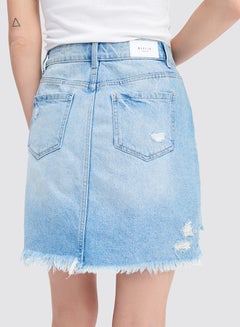 Mohito Raw Hem Denim Skirt Blue  - Image 3