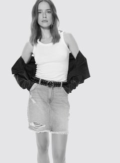 Mohito Raw Hem Denim Skirt Blue  - Image 5