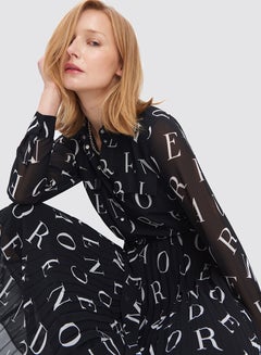 Mohito All-Over Printed Dress Black  - Image 1