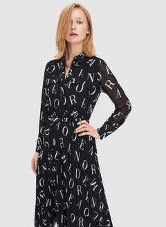 Mohito All-Over Printed Dress Black  - Image 3