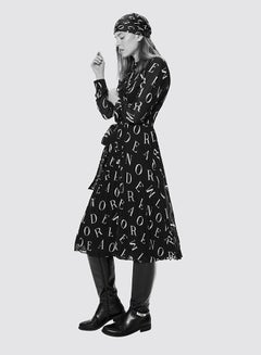 Mohito All-Over Printed Dress Black  - Image 5