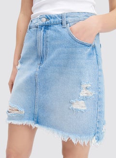 Mohito Raw Hem Denim Skirt Blue  - Image 2