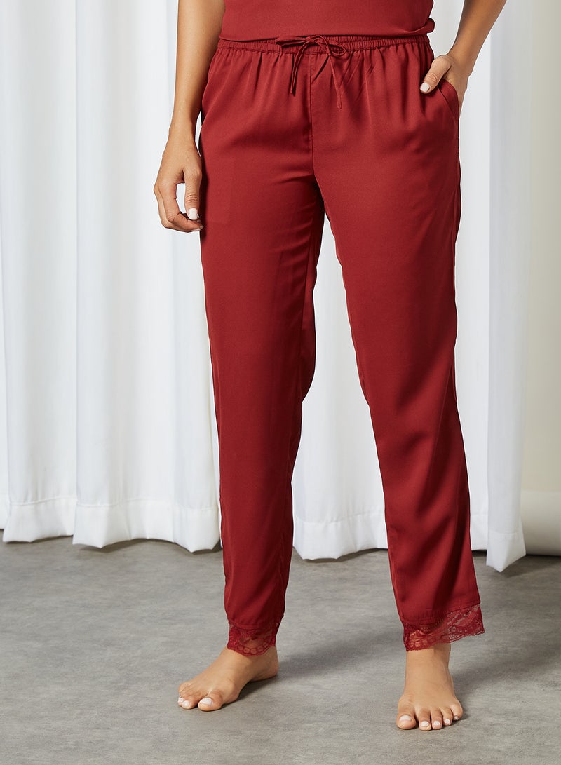 zivame Lace Panel Pyjama Top Maroon  - Image 4
