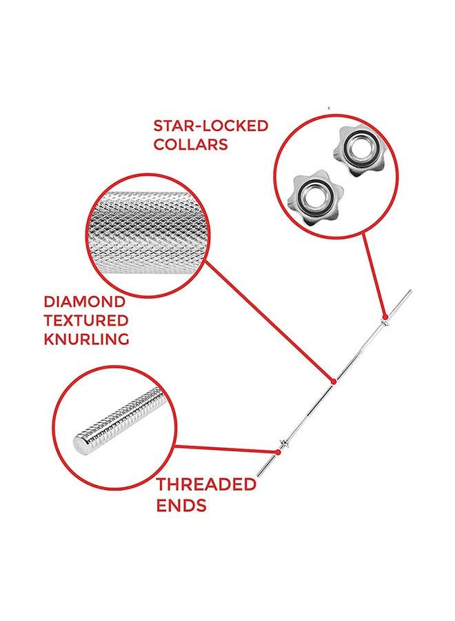 H PRO Threaded Chrome Steel Bar With 2 Spin Locks 120cm  - Image 3