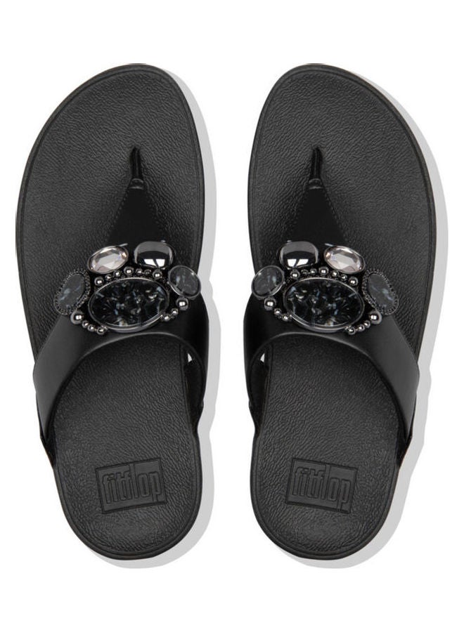FitFlop - Lulu Cluster Slip-On Detail Wedge Heel Sandals Black - Image 1