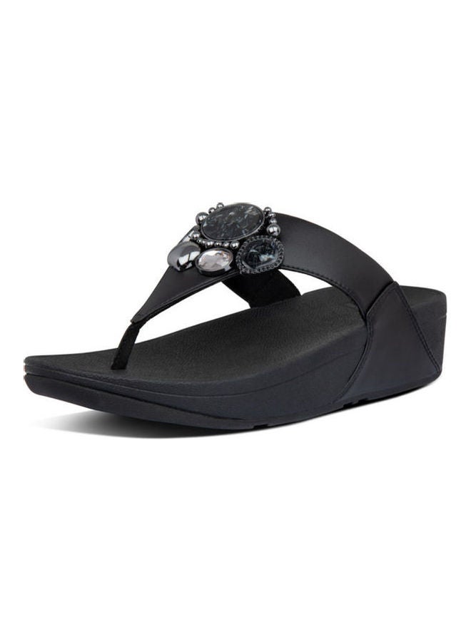 FitFlop - Lulu Cluster Slip-On Detail Wedge Heel Sandals Black - Image 1