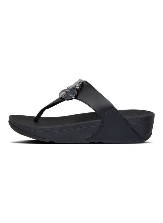 FitFlop - Lulu Cluster Slip-On Detail Wedge Heel Sandals Black - Image 1