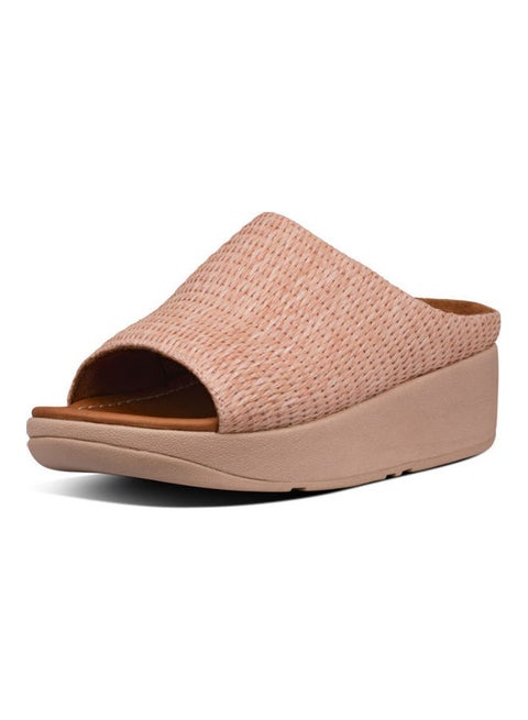 Imogen Basket Weave Raffla Slip-On Wedge Heeled Sandals Soft Pink