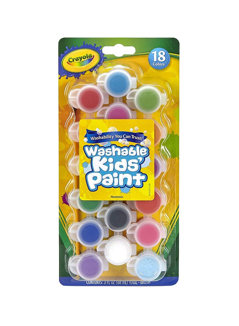 كرايولا مجموعة عبوات ألوان قابلة للغسل مع فرشاة، كلاسيك وقوية من 18 لون 24X12X3سم - Image 4