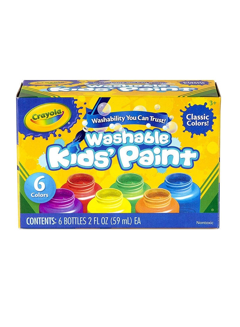 Crayola 6 Ct. Washable Kids' Paint, 2-oz. Bottles, Assorted Colors - Non-Peggable 9 x 22.6 x 6.5cm - Image 1