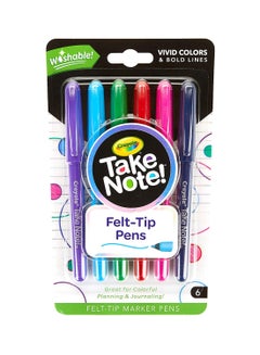 Take Note Washable Felt Tip Pens, 6 Count 23x14x3cm