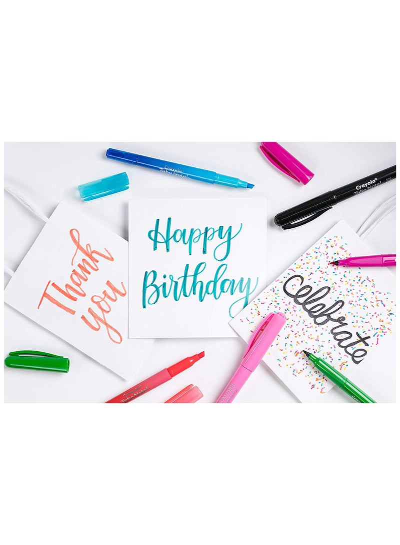 Crayola - Take Note Washable Felt Tip Pens, 6 Count 23x14x3cm - Image 1