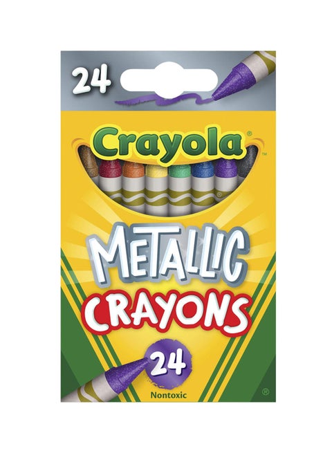 24-Piece Metallic Crayons For Kids 11.43x7.15x2.7cm