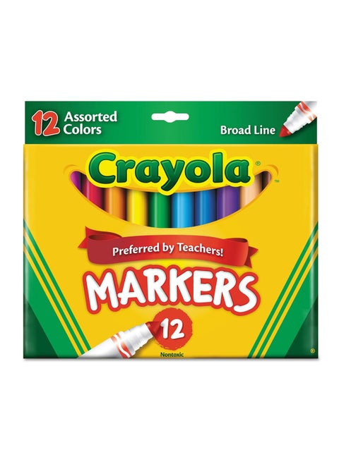 12 Ct. Assorted, Broad Line Markers 17.15x19.2x1.6cm