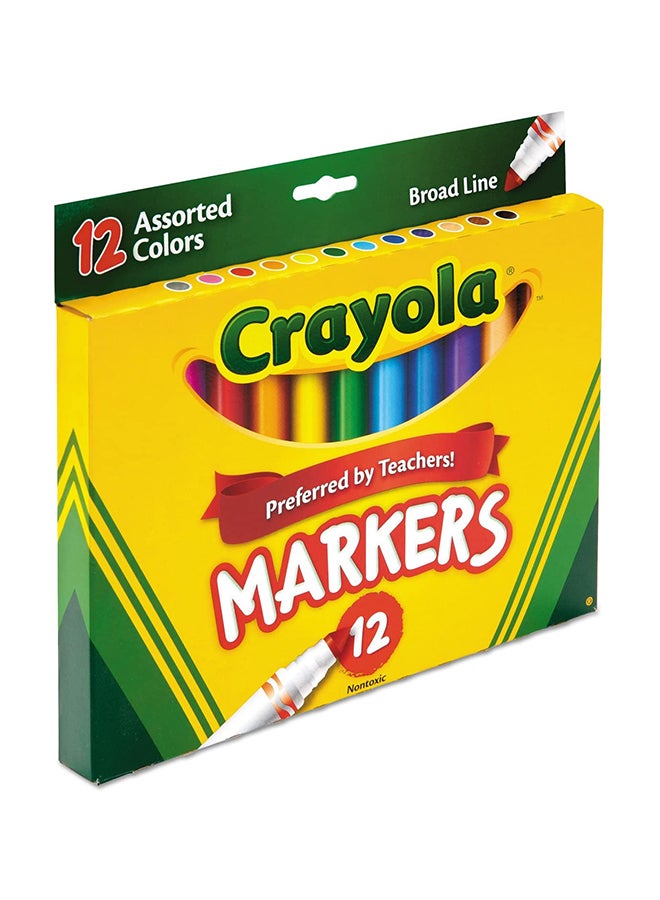 Crayola - 12 Ct. Assorted, Broad Line Markers 17.15x19.2x1.6cm - Image 1