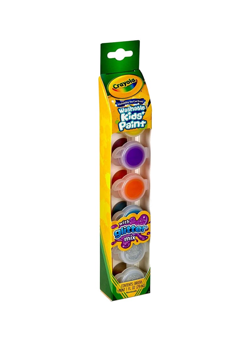 Crayola - 6 ct. Washable Kids' Paint Pots, Glitter Effects 24.46x2.69x4.14cm - Image 1