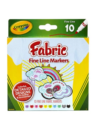 10 Piece Fine Line Fabric Markers - Colourful Detailed Designs On Clothes And Accessories 6.25x5.5x0.63cm - v1617698216/N43812189A_1